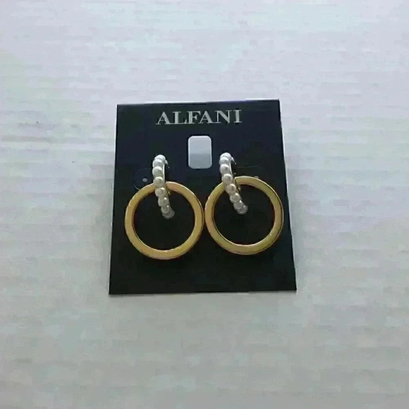 Alfani new Pearl Double Hoop Drop Earrings - Picture 5 of 8